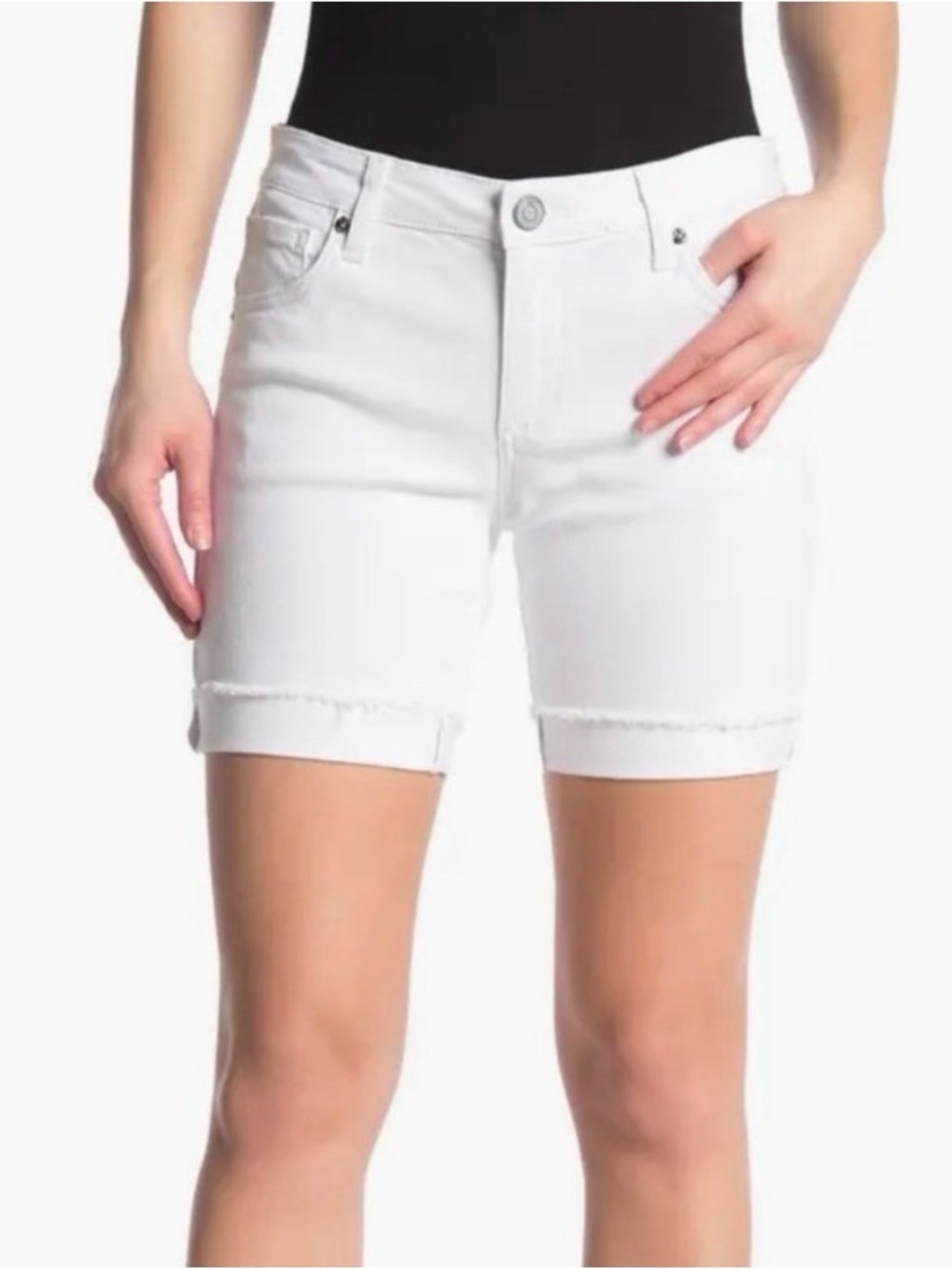 Kut from the Kloth Sophie Bermuda White High Rise Waist Denim Jean Shorts Sz 2